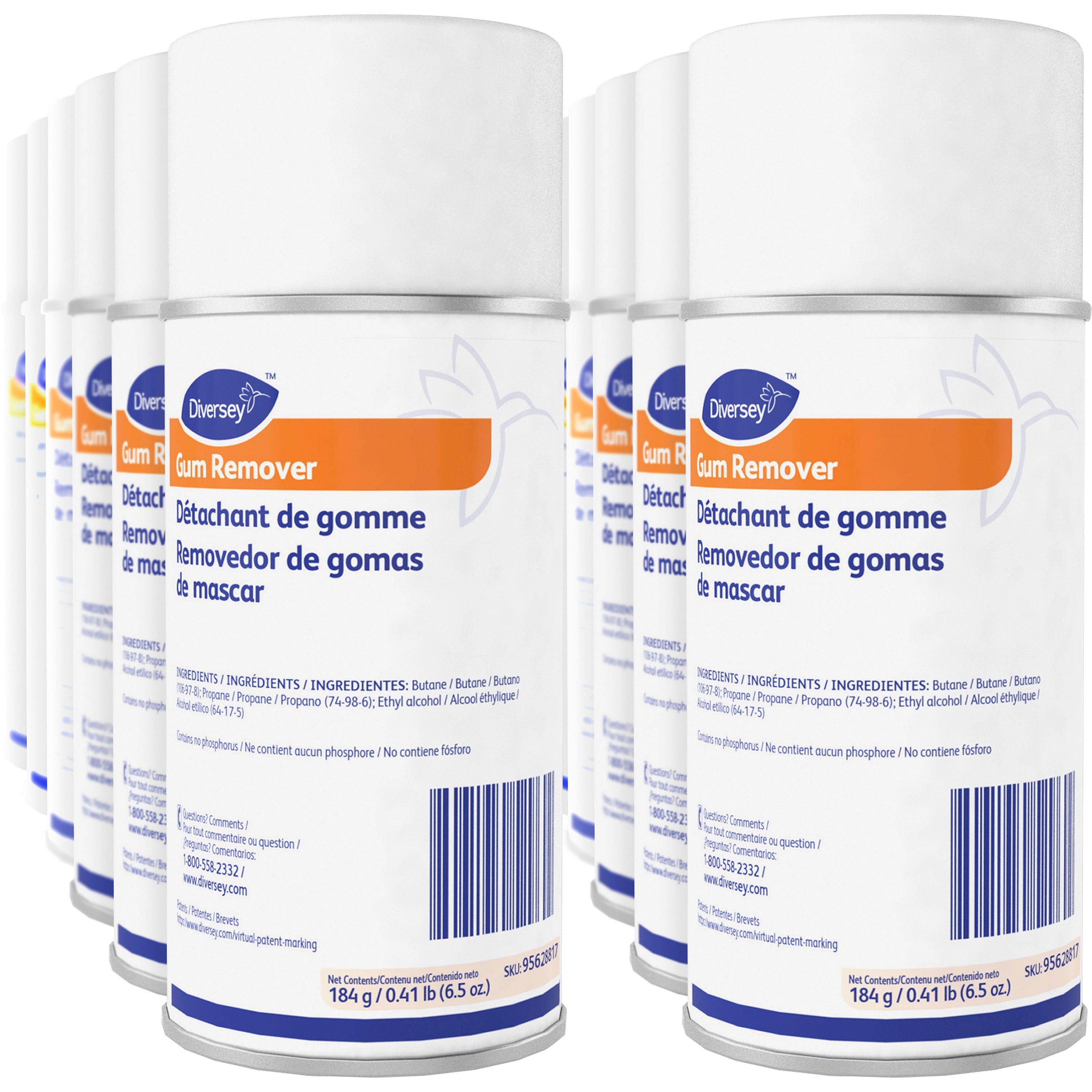Diversey Gum Remover, Ready-To-Use Aerosol, Fruity Scent, Clear, 6.5 fl oz, 12 per Carton
