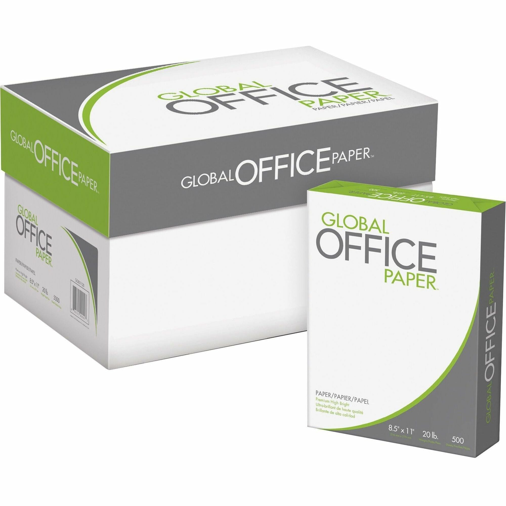 Global Office Premium Multipurpose Paper, White, 8.5" x 11", 20 lb, 96 Brightness, 500 Sheets per Ream, 10 Reams per Carton