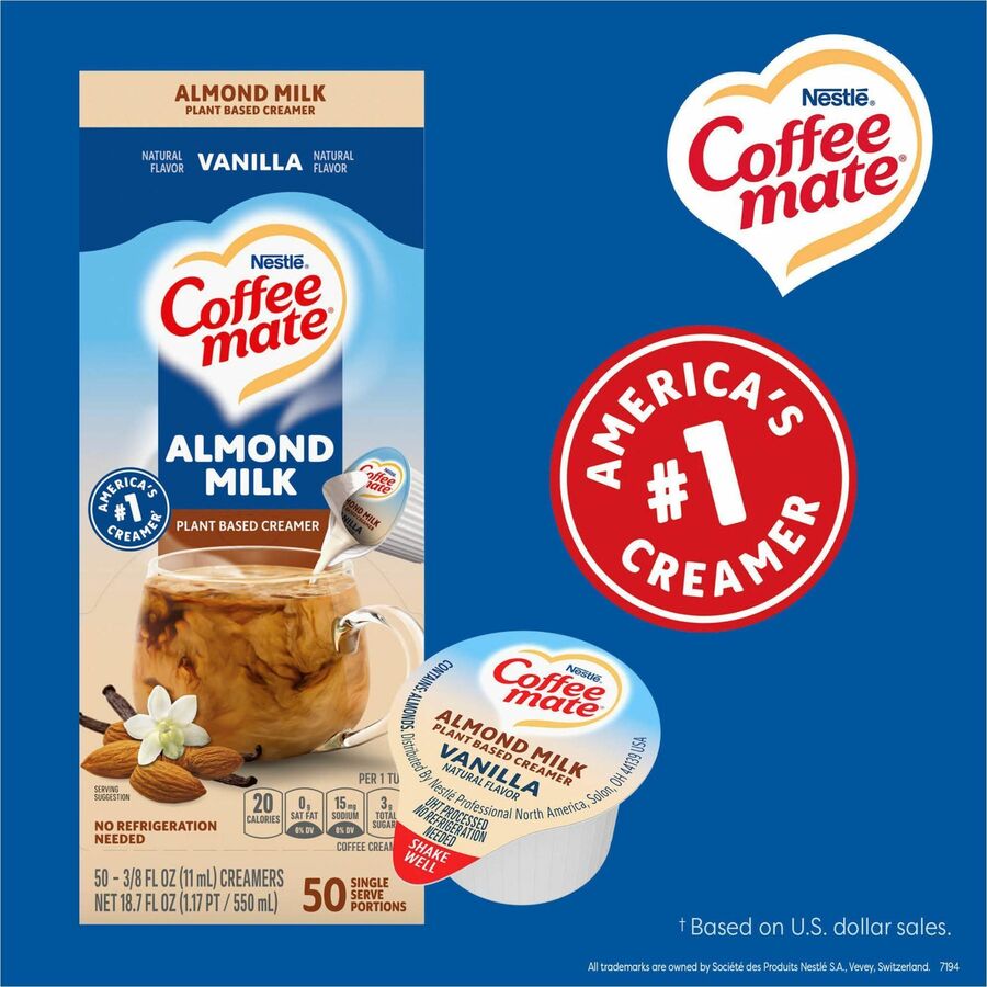 Coffee mate Almond Milk Vanilla Plant-Based Liquid Creamer Singles