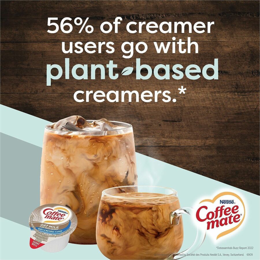 Coffee mate Oat Milk Vanilla Liquid Creamer Singles, Vanilla Flavor, 50/Box, 4 Boxes per Carton