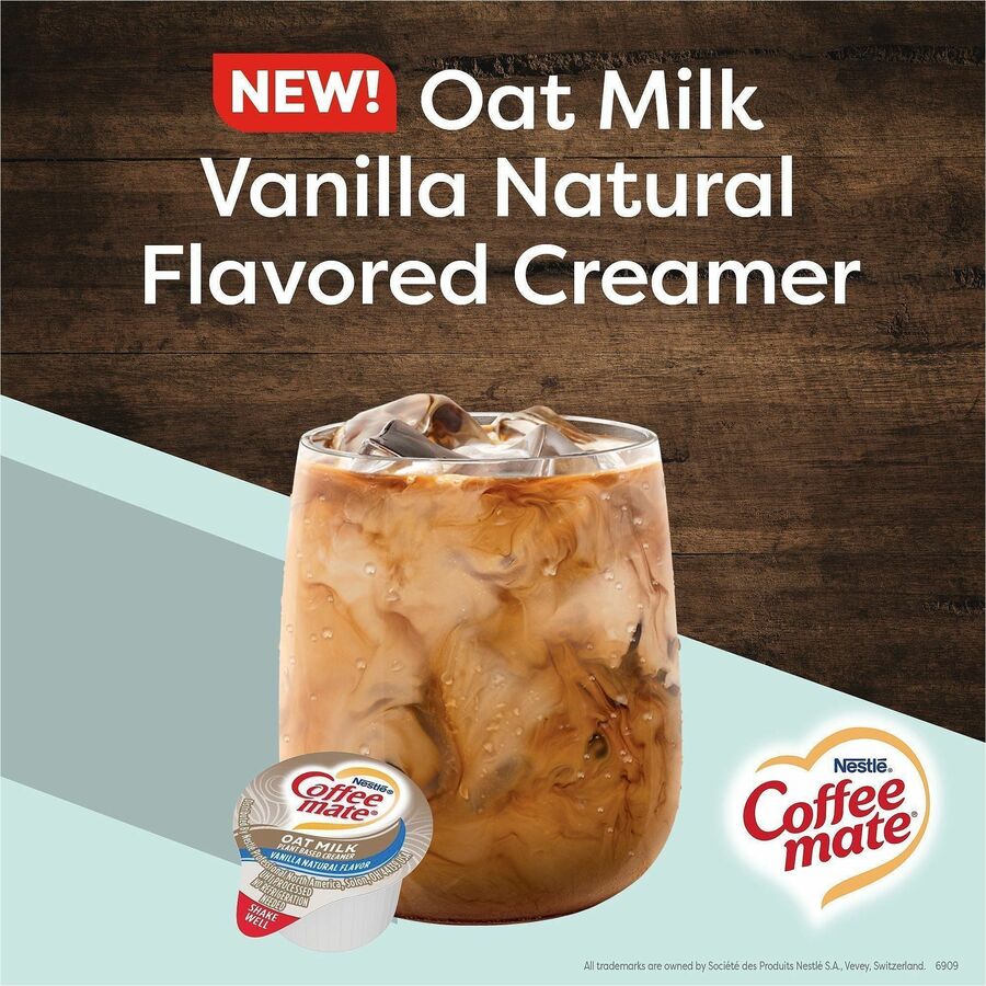 Coffee mate Oat Milk Vanilla Liquid Creamer Singles, Vanilla Flavor, 50/Box, 4 Boxes per Carton