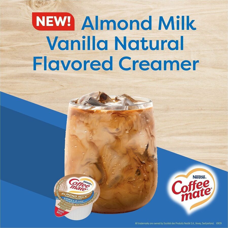 Coffee mate Almond Milk Vanilla Plant-Based Liquid Creamer Singles, Natural Vanilla Almond Milk Flavor, 0.38 fl oz (11 mL), 50/Box, 4 Boxes per Carton