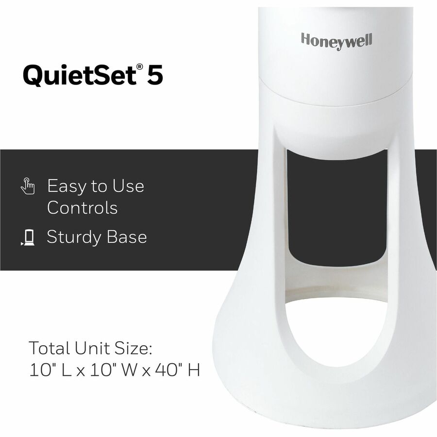 5 Speed - Oscillating, Remote, Timer-off Function, Quiet, Sturdy, Electronic Control Panel, Touch Operation - 40" Height x 8.3" Width x 10.8" Depth - Plastic - White
