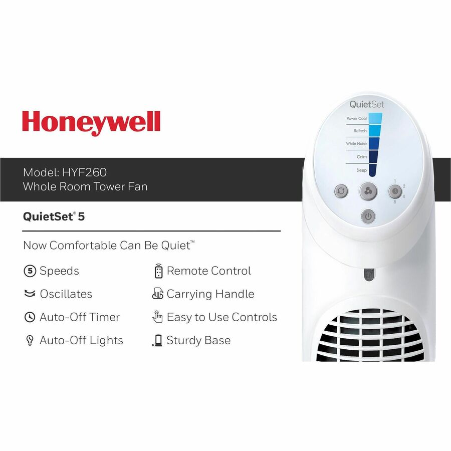 5 Speed - Oscillating, Remote, Timer-off Function, Quiet, Sturdy, Electronic Control Panel, Touch Operation - 40" Height x 8.3" Width x 10.8" Depth - Plastic - White