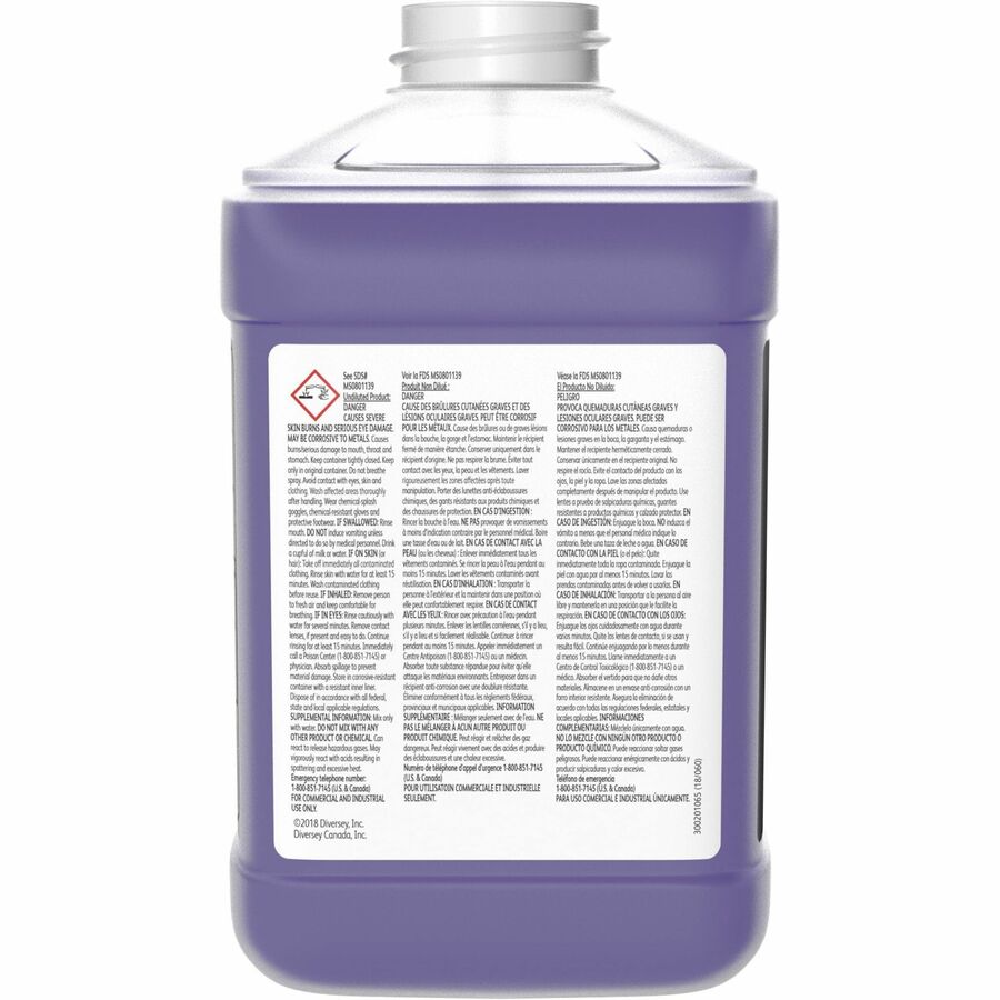 Concentrate - 84.5 fl oz (2.6 quart) - Fresh Lemon, Citrus Scent - Butyl-free, Rinse-free, Residue-free, Heavy Duty - Purple - 2 / Carton