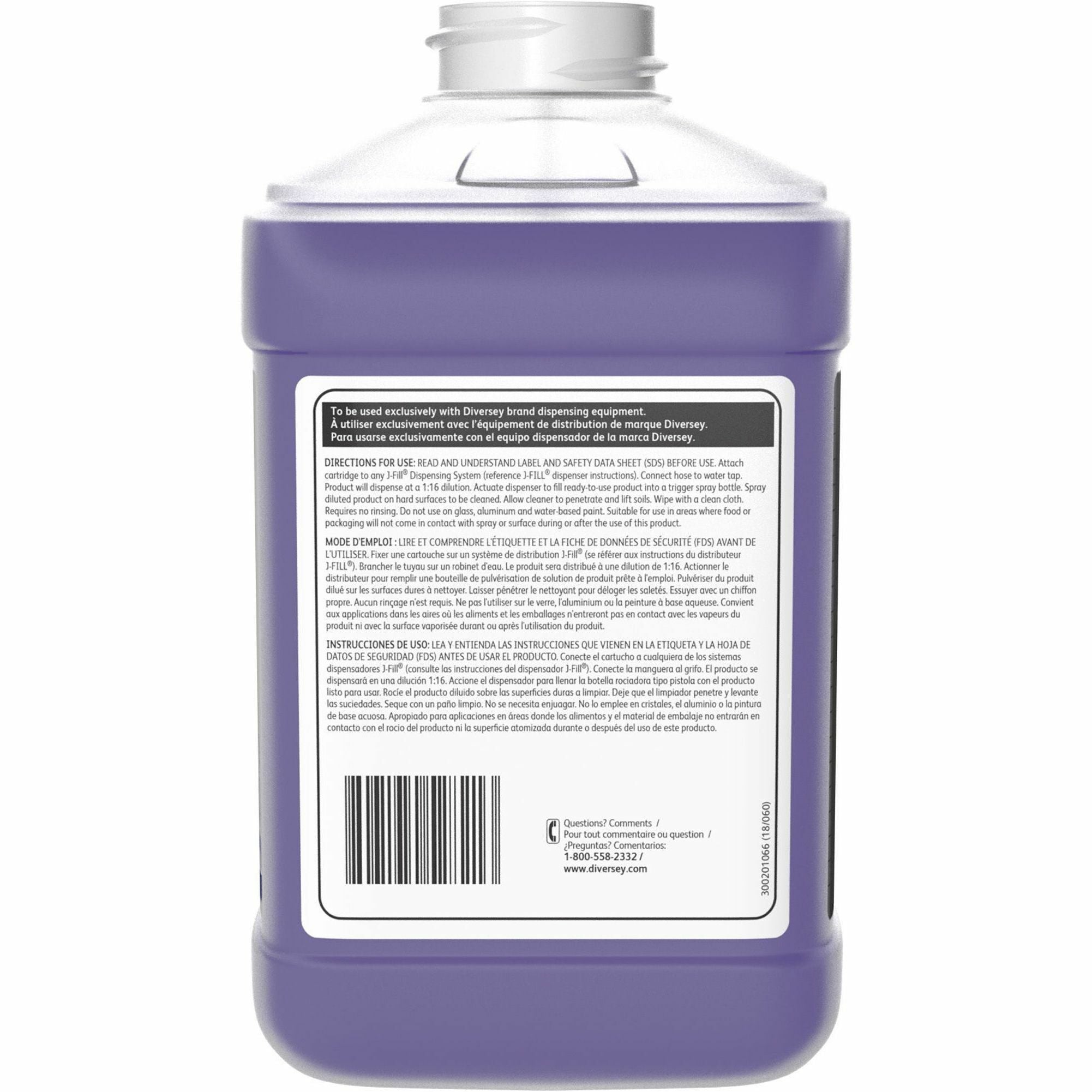 Concentrate - 84.5 fl oz (2.6 quart) - Fresh Lemon, Citrus Scent - Butyl-free, Rinse-free, Residue-free, Heavy Duty - Purple - 2 / Carton