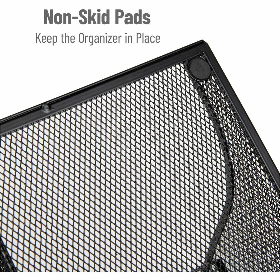 14 Compartment(s) - 3 Tier(s) - 12.80" Height x 24" Width x 12" Depth - Counter, Desktop - Lightweight, Durable, Durable, Sturdy, Food Safe, Non-slip, Easy to Clean - Black - Metal Mesh, Iron, Plastic - 1 Each