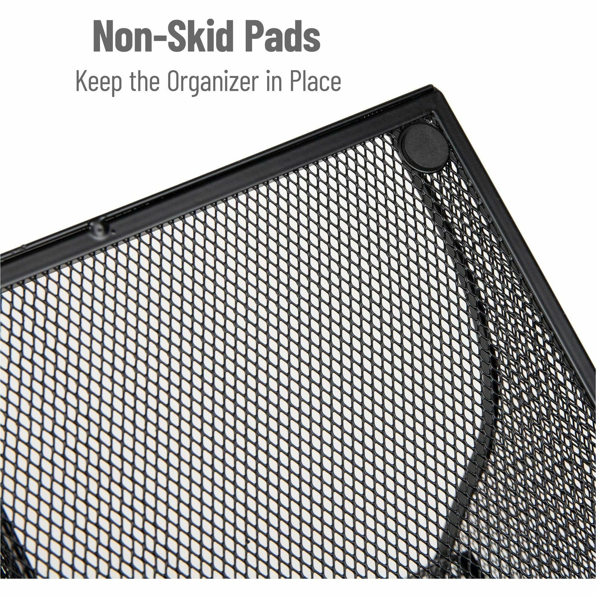 14 Compartment(s) - 3 Tier(s) - 12.80" Height x 24" Width x 12" Depth - Counter, Desktop - Lightweight, Durable, Durable, Sturdy, Food Safe, Non-slip, Easy to Clean - Black - Metal Mesh, Iron, Plastic - 1 Each