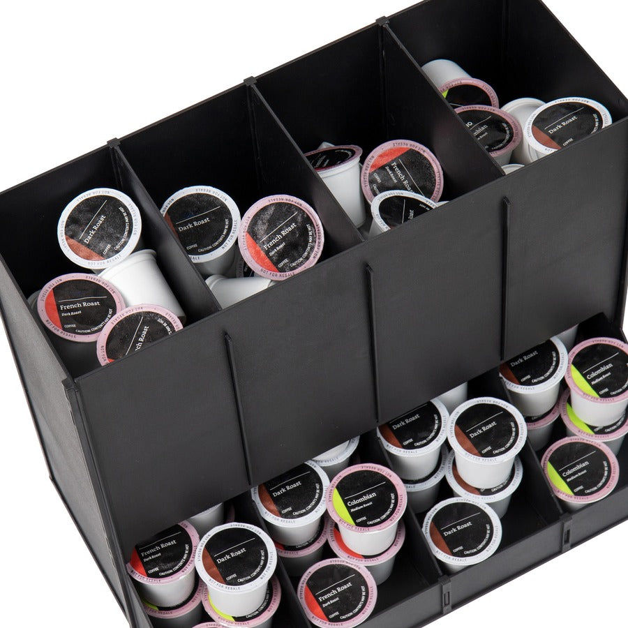 4 Compartment(s) - Compact, Heavy Duty, Easy to Clean - Black - Plastic - 1 Each
