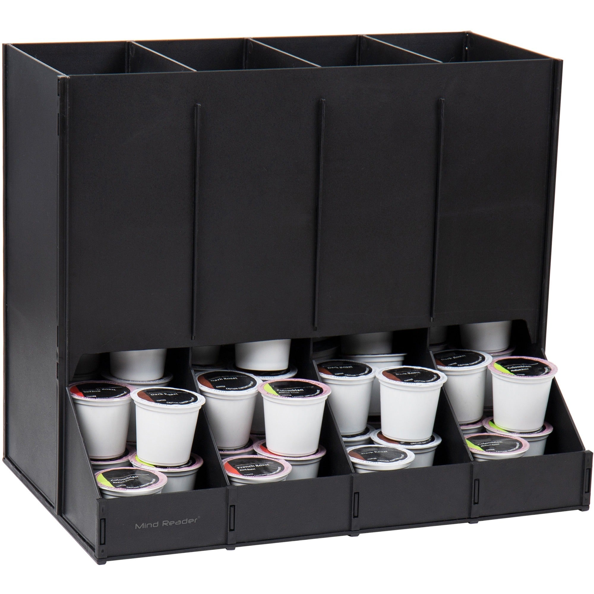 4 Compartment(s) - Compact, Heavy Duty, Easy to Clean - Black - Plastic - 1 Each