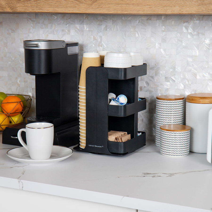 30 x Cup - 8 Compartment(s) - 12" Height x 8" Width x 8" Length - Counter - Compact, Durable, Portable - Black - Plastic - 1 Each