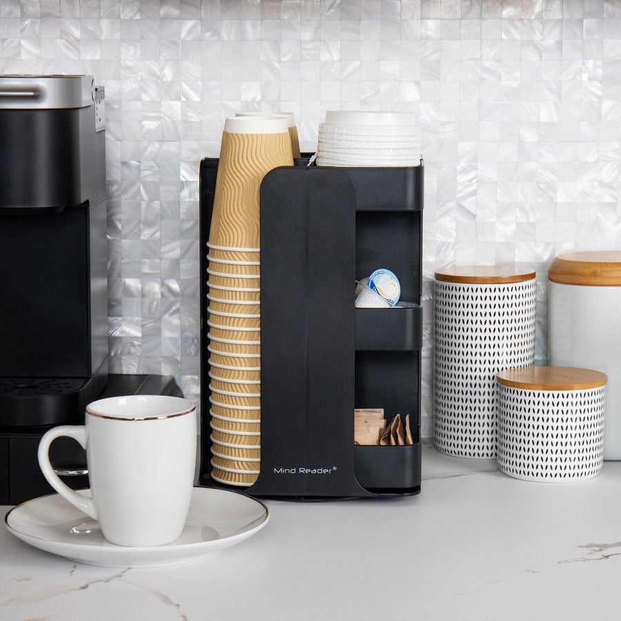 30 x Cup - 8 Compartment(s) - 12" Height x 8" Width x 8" Length - Counter - Compact, Durable, Portable - Black - Plastic - 1 Each