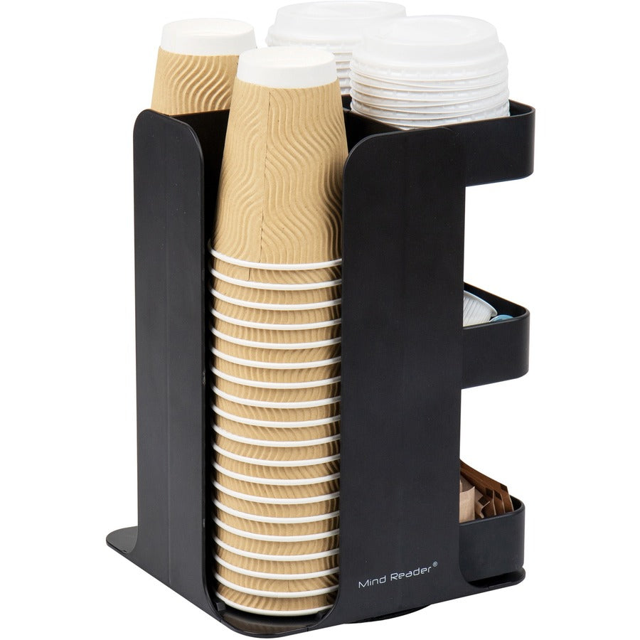 30 x Cup - 8 Compartment(s) - 12" Height x 8" Width x 8" Length - Counter - Compact, Durable, Portable - Black - Plastic - 1 Each