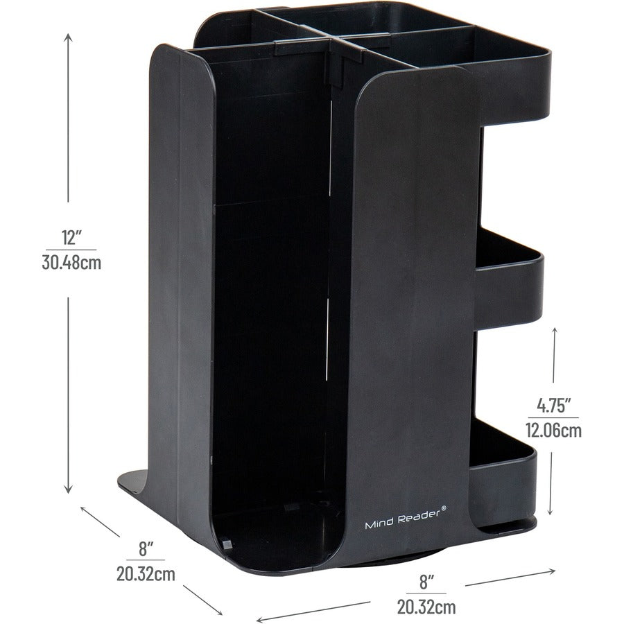 30 x Cup - 8 Compartment(s) - 12" Height x 8" Width x 8" Length - Counter - Compact, Durable, Portable - Black - Plastic - 1 Each