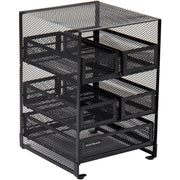 30 x Tea Bag - 5 Compartment(s) - 5 Drawer(s) - 10" Height x 6.75" Width x 7" Length - Counter, Desktop, Tabletop - Removable Drawer, Easy to Clean, Non-skid Base, Rubber Feet, Compact - Black - Metal Mesh - 1 Each