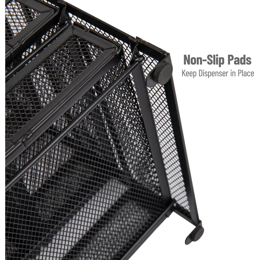 30 x Tea Bag - 5 Compartment(s) - 5 Drawer(s) - 10" Height x 6.75" Width x 7" Length - Counter, Desktop, Tabletop - Removable Drawer, Easy to Clean, Non-skid Base, Rubber Feet, Compact - Black - Metal Mesh - 1 Each