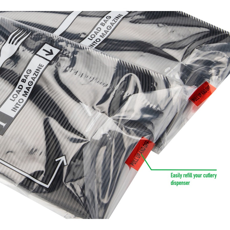 Mind Reader Cutlery Dispenser Utensil Refill - Fork - Kitchen, Breakroom - Black - 100 / Pack