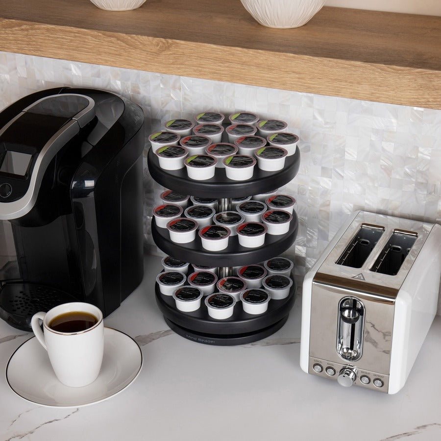 45 x Coffee Pod - 3 Tier(s) - 11.75" Height x 9.50" Width x 9.50" Depth - Counter - Heavy Duty, Rubber Grip, Durable - Black - Plastic - 1 Each
