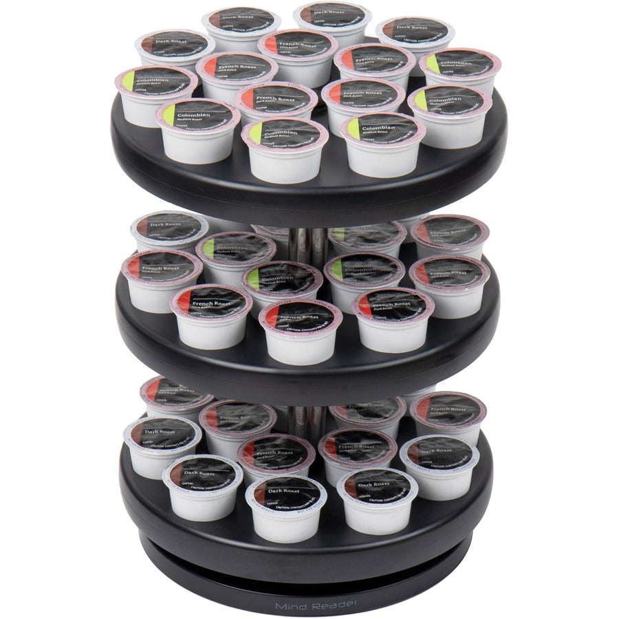 45 x Coffee Pod - 3 Tier(s) - 11.75" Height x 9.50" Width x 9.50" Depth - Counter - Heavy Duty, Rubber Grip, Durable - Black - Plastic - 1 Each