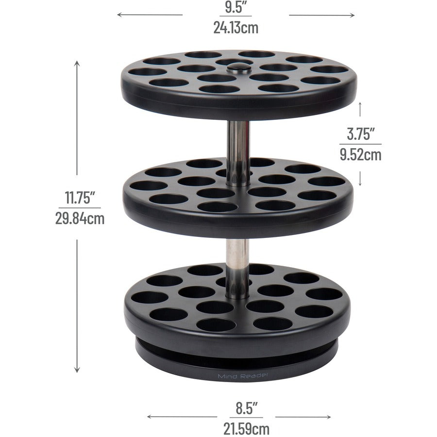 45 x Coffee Pod - 3 Tier(s) - 11.75" Height x 9.50" Width x 9.50" Depth - Counter - Heavy Duty, Rubber Grip, Durable - Black - Plastic - 1 Each