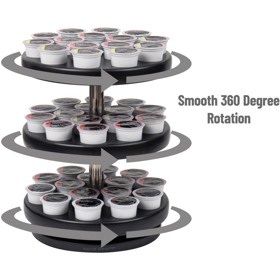 45 x Coffee Pod - 3 Tier(s) - 11.75" Height x 9.50" Width x 9.50" Depth - Counter - Heavy Duty, Rubber Grip, Durable - Black - Plastic - 1 Each