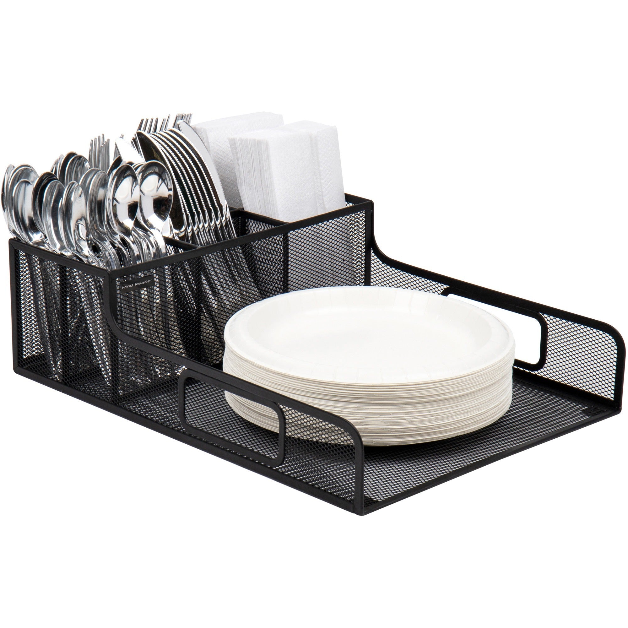 7 Compartment(s) - 5.50" Height x 11.50" Width x 14.75" Length - Counter - Portable, Lightweight, Durable, Easy to Clean - Black - Metal Mesh - 1 Each