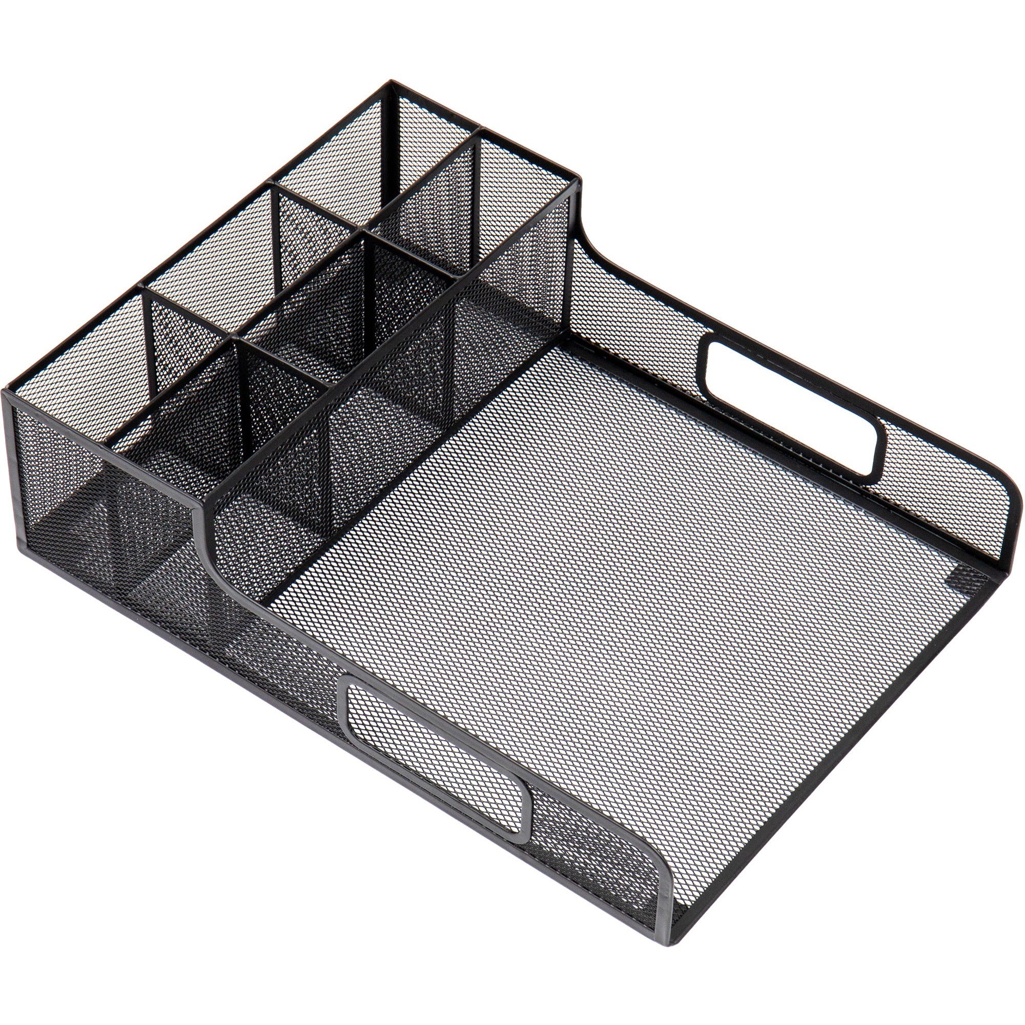 7 Compartment(s) - 5.50" Height x 11.50" Width x 14.75" Length - Counter - Portable, Lightweight, Durable, Easy to Clean - Black - Metal Mesh - 1 Each
