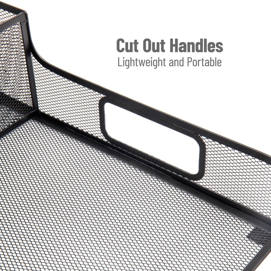 7 Compartment(s) - 5.50" Height x 11.50" Width x 14.75" Length - Counter - Portable, Lightweight, Durable, Easy to Clean - Black - Metal Mesh - 1 Each