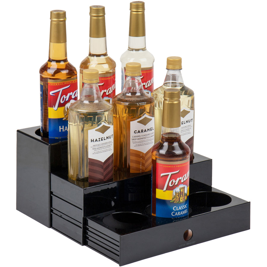 9 Compartment(s) - 3 Tier(s) - 7" Height x 5" Width x 12.50" Length - Easy to Clean, Sliding Tray - Black - 1 Each