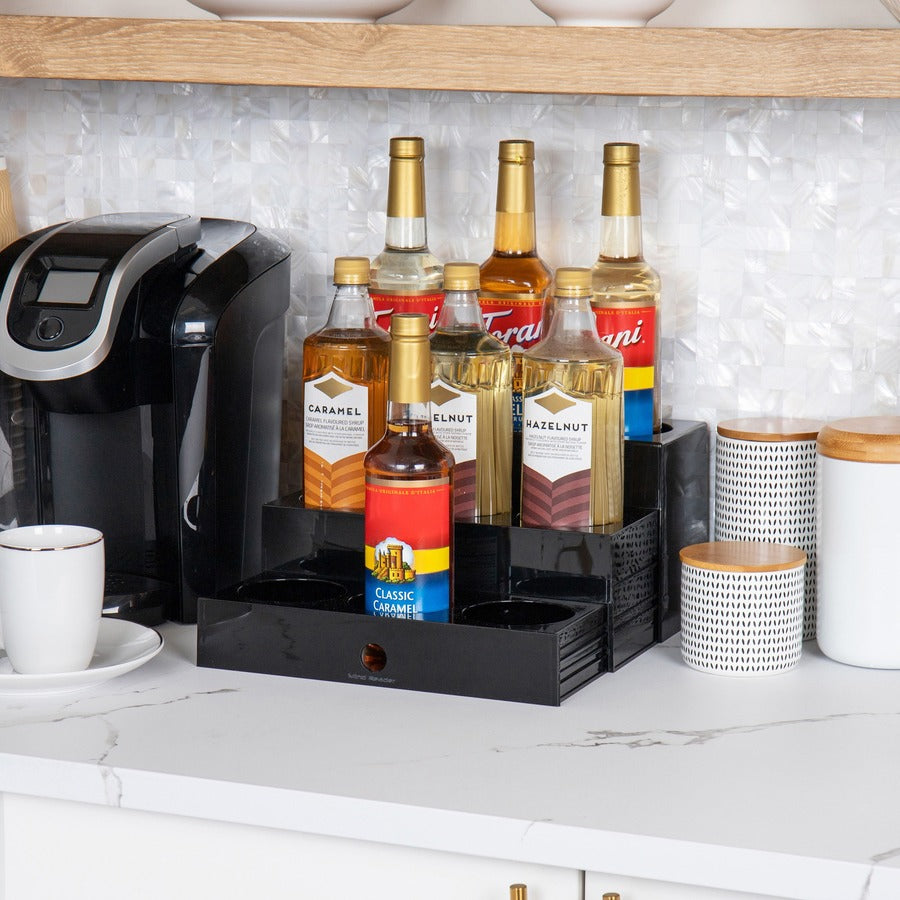 9 Compartment(s) - 3 Tier(s) - 7" Height x 5" Width x 12.50" Length - Easy to Clean, Sliding Tray - Black - 1 Each