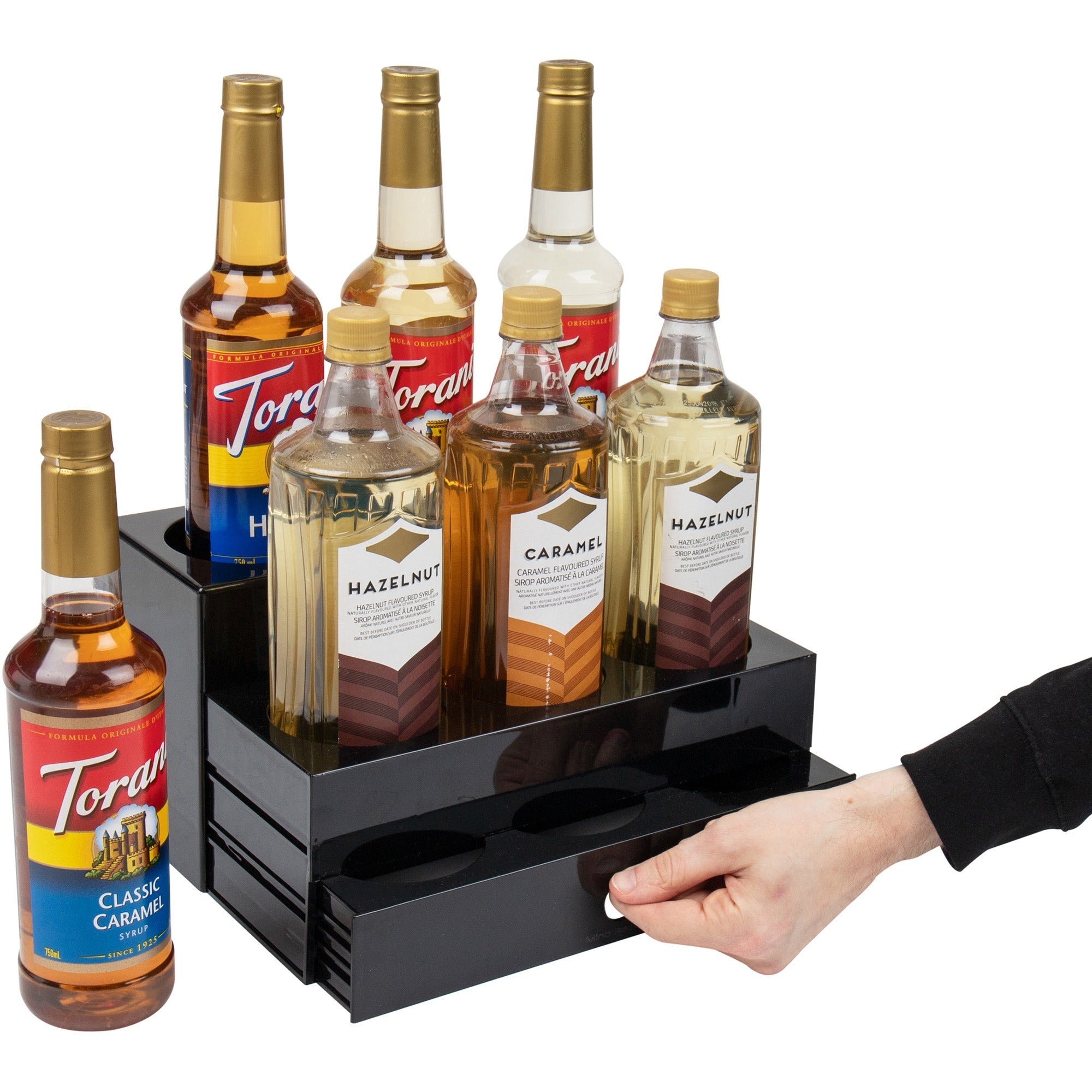 9 Compartment(s) - 3 Tier(s) - 7" Height x 5" Width x 12.50" Length - Easy to Clean, Sliding Tray - Black - 1 Each