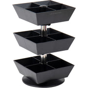 12 Compartment(s) - 3 Tier(s) - 11.50" Height x 6.75" Width x 6.75" Depth - Counter - Durable, Easy to Clean - Black - Plastic - 1 Each