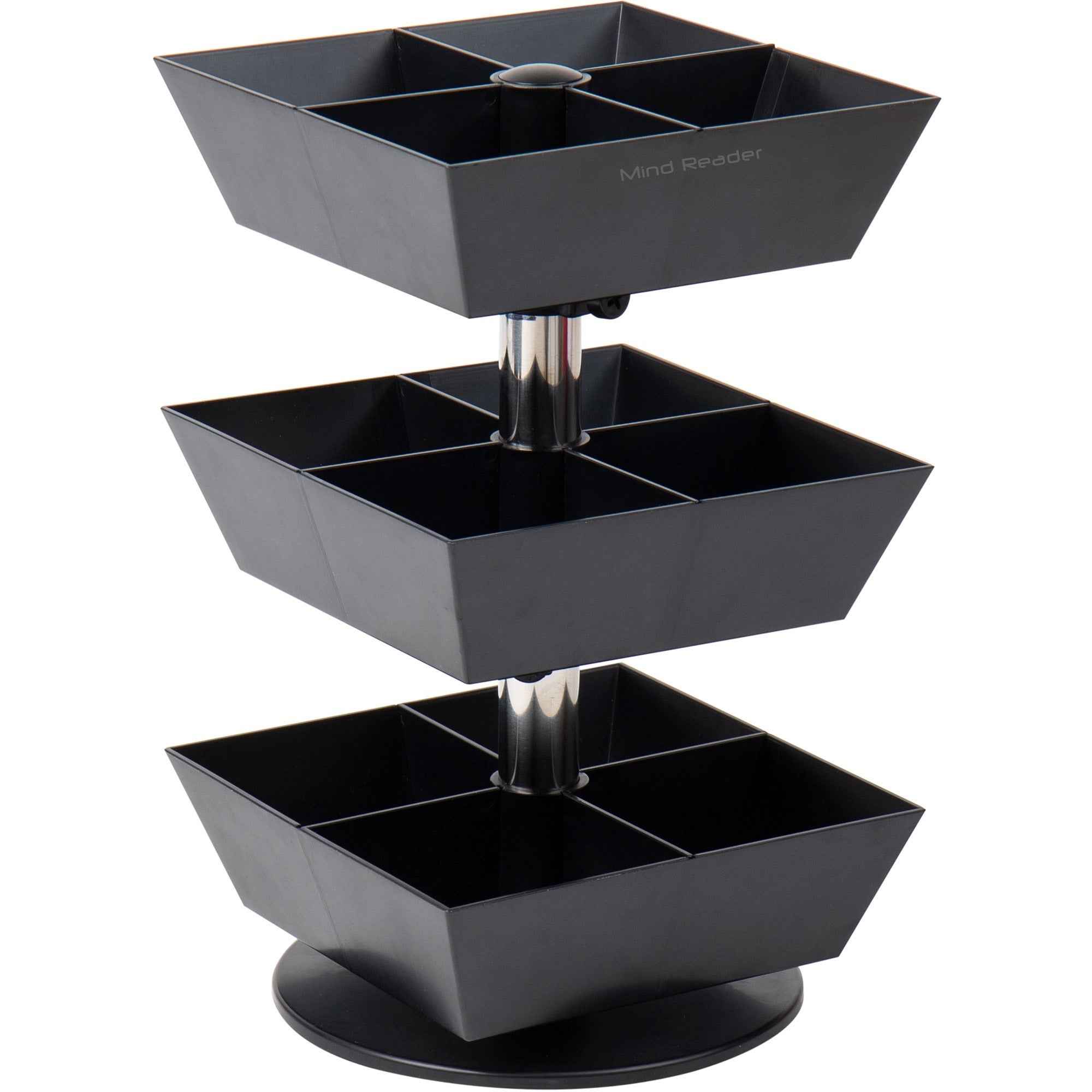 12 Compartment(s) - 3 Tier(s) - 11.50" Height x 6.75" Width x 6.75" Depth - Counter - Durable, Easy to Clean - Black - Plastic - 1 Each