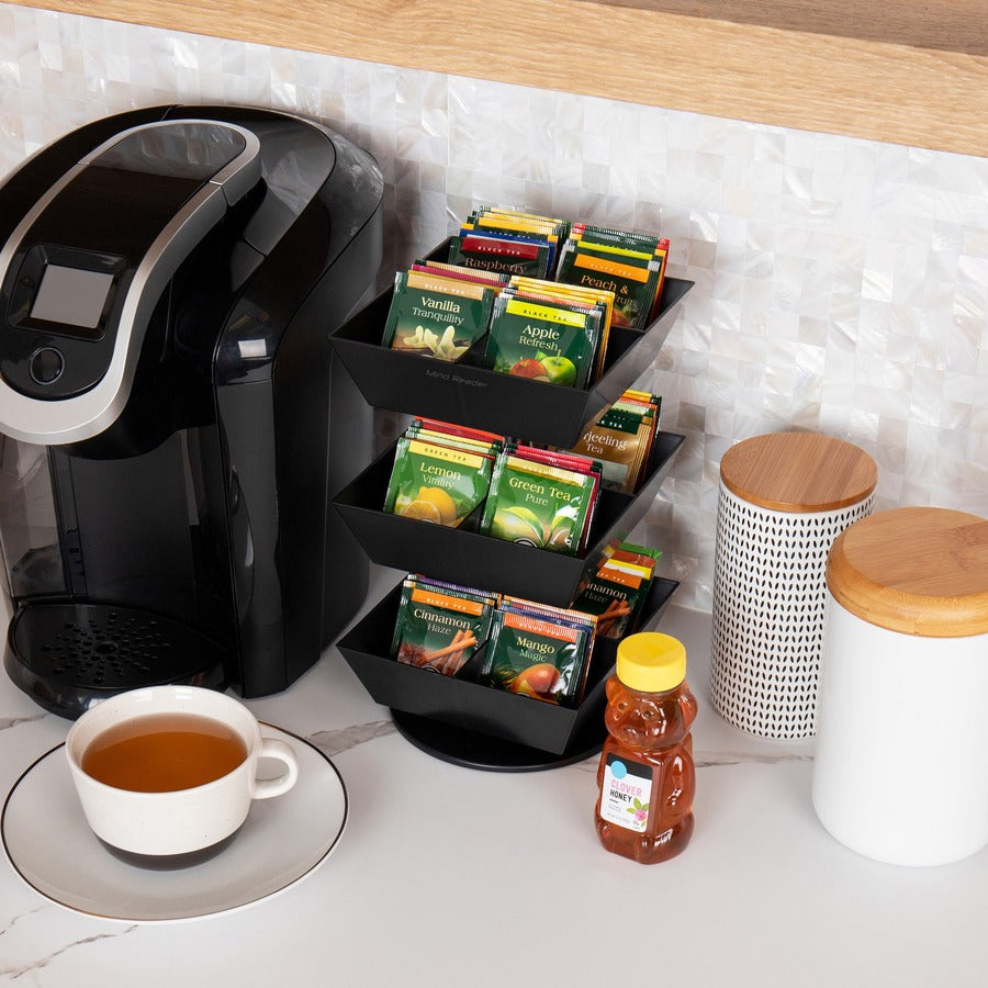 12 Compartment(s) - 3 Tier(s) - 11.50" Height x 6.75" Width x 6.75" Depth - Counter - Durable, Easy to Clean - Black - Plastic - 1 Each