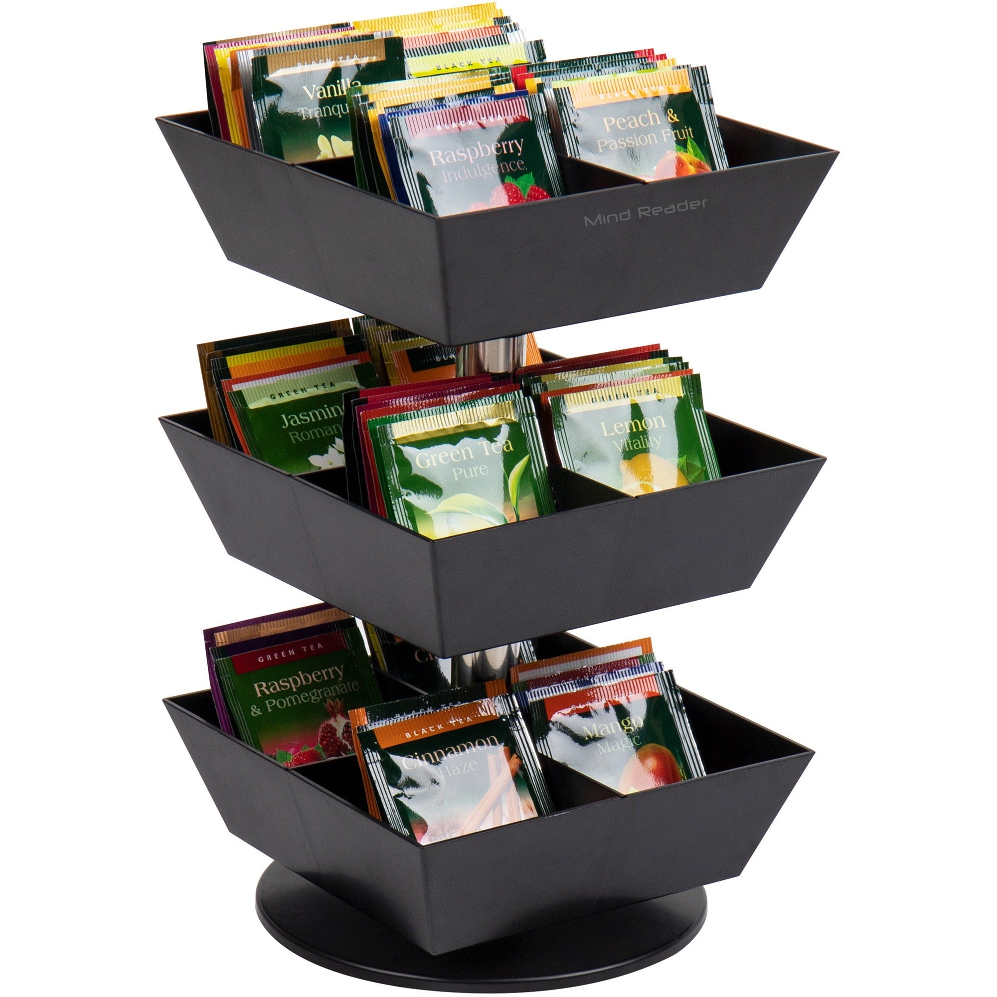 12 Compartment(s) - 3 Tier(s) - 11.50" Height x 6.75" Width x 6.75" Depth - Counter - Durable, Easy to Clean - Black - Plastic - 1 Each