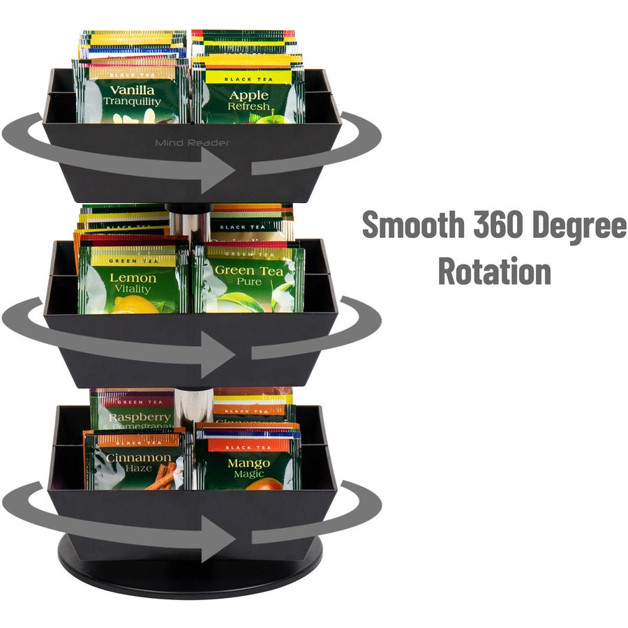12 Compartment(s) - 3 Tier(s) - 11.50" Height x 6.75" Width x 6.75" Depth - Counter - Durable, Easy to Clean - Black - Plastic - 1 Each