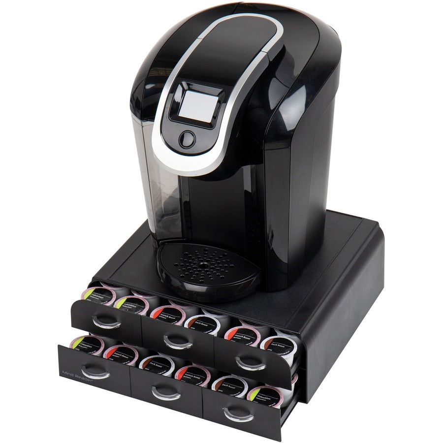 Mind Reader Anchor Coffee Pod Organizer - 72 x Coffee Pod - 6 Drawer(s) - 2 Tier(s) - 4.75" Height x 14" Width x 12.25" Length - Counter - Heavy Duty, Easy to Clean, Rubber Grip, Compact, Lightweight, Durable - Black - Plastic - 1 Each