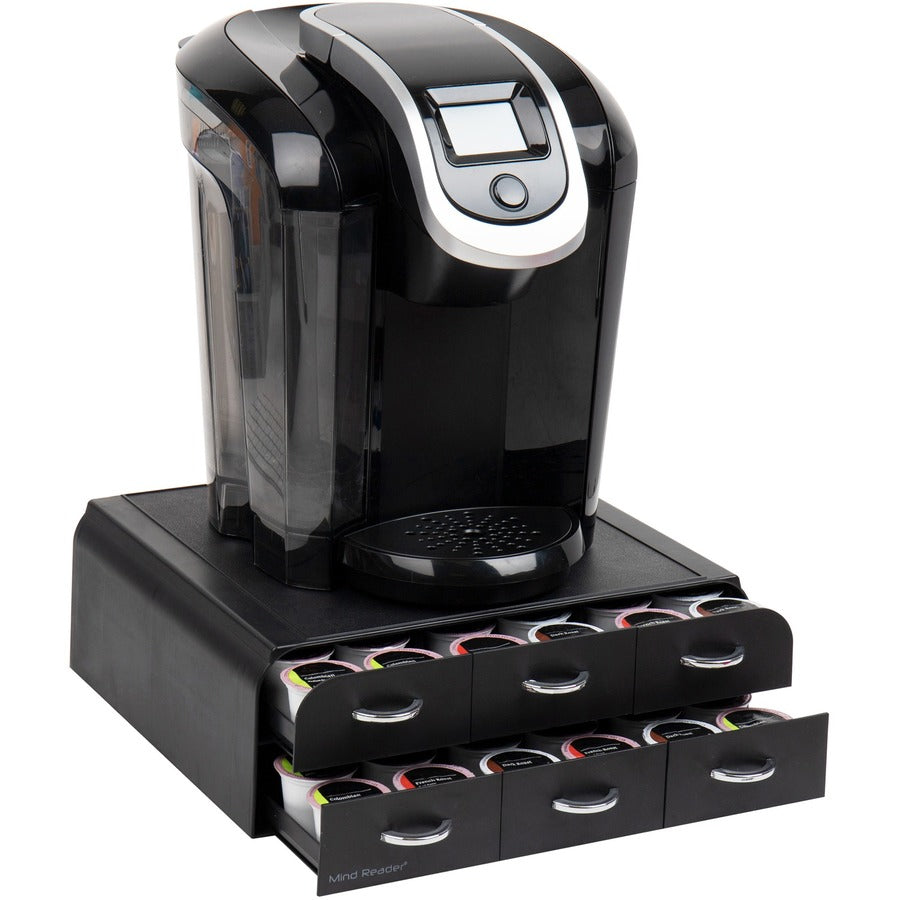 Mind Reader Anchor Coffee Pod Organizer - 72 x Coffee Pod - 6 Drawer(s) - 2 Tier(s) - 4.75" Height x 14" Width x 12.25" Length - Counter - Heavy Duty, Easy to Clean, Rubber Grip, Compact, Lightweight, Durable - Black - Plastic - 1 Each