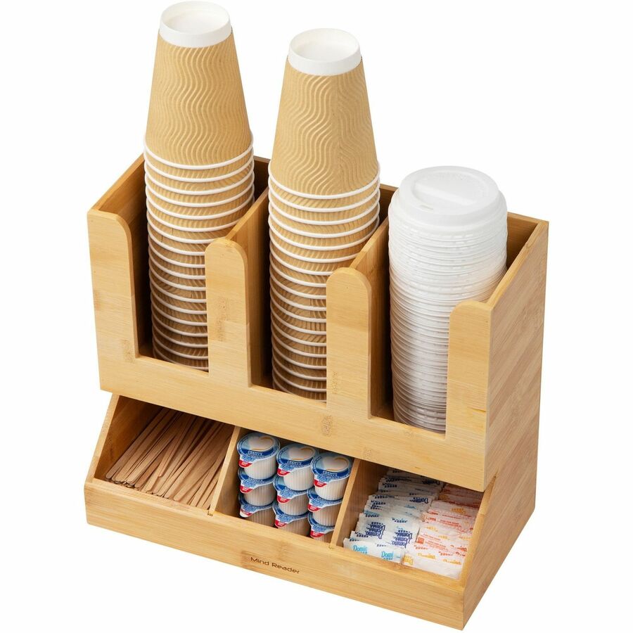 Mind Reader 6-Compartment Cup/Lid Bamboo Organizer
