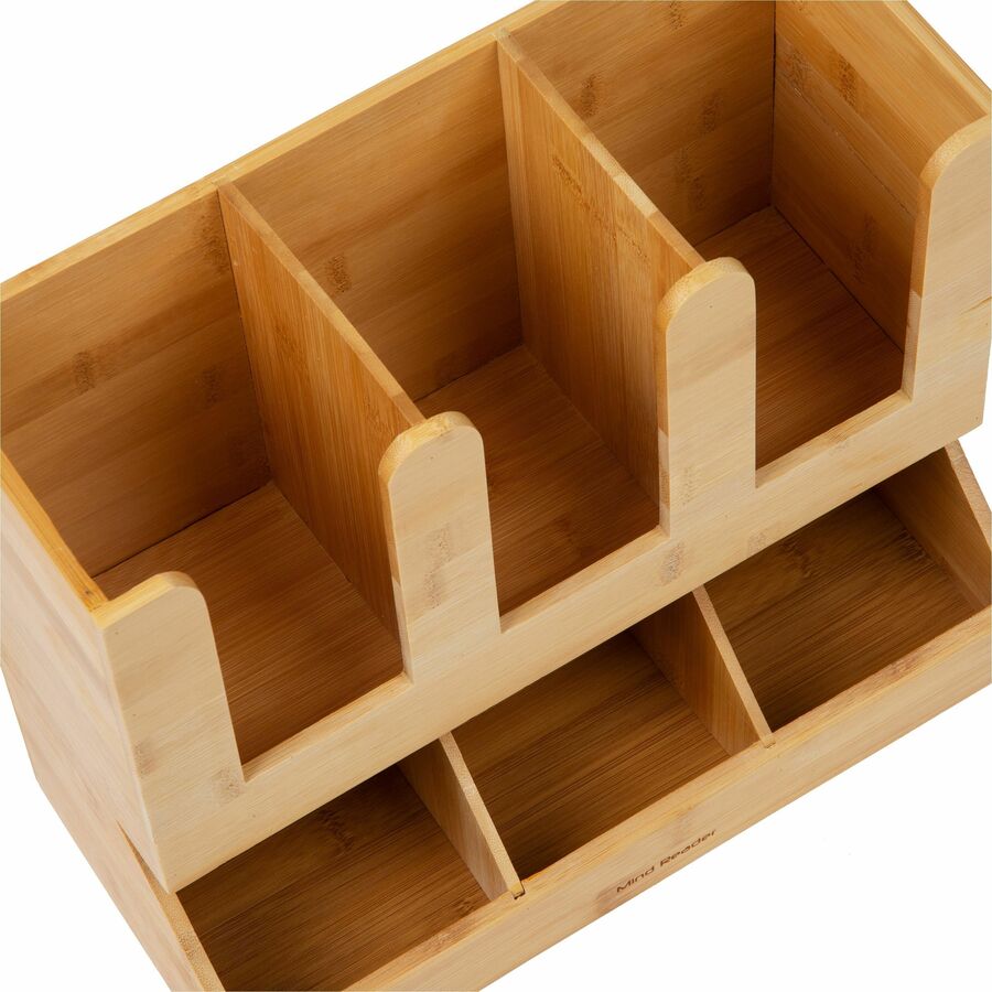 Mind Reader 6-Compartment Cup/Lid Bamboo Organizer