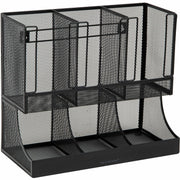 6 Compartment(s) - 2 Tier(s) - 11.05" Height x 12.80" Width x 6.30" Length - Counter, Desktop, Tabletop - Durable, Lightweight, Easy to Clean, Food Safe - Black - Metal Mesh - 1 Each