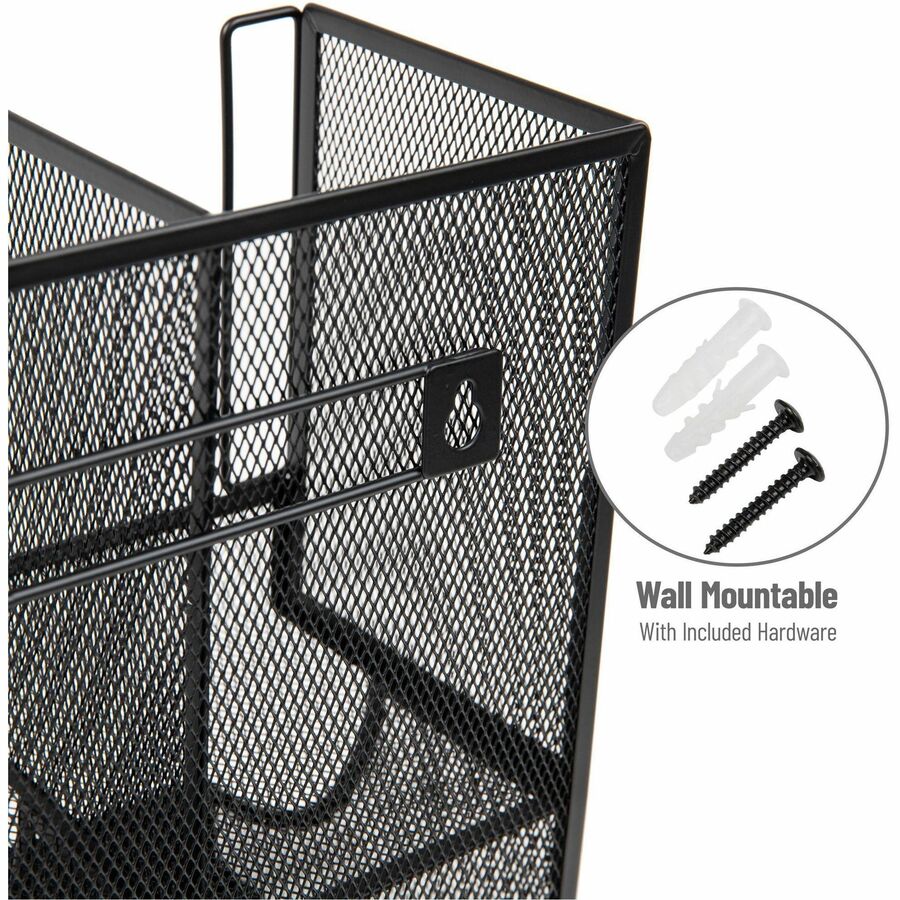 6 Compartment(s) - 2 Tier(s) - 11.05" Height x 12.80" Width x 6.30" Length - Counter, Desktop, Tabletop - Durable, Lightweight, Easy to Clean, Food Safe - Black - Metal Mesh - 1 Each