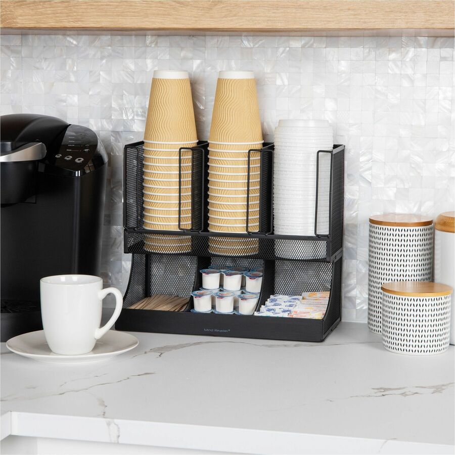 6 Compartment(s) - 2 Tier(s) - 11.05" Height x 12.80" Width x 6.30" Length - Counter, Desktop, Tabletop - Durable, Lightweight, Easy to Clean, Food Safe - Black - Metal Mesh - 1 Each