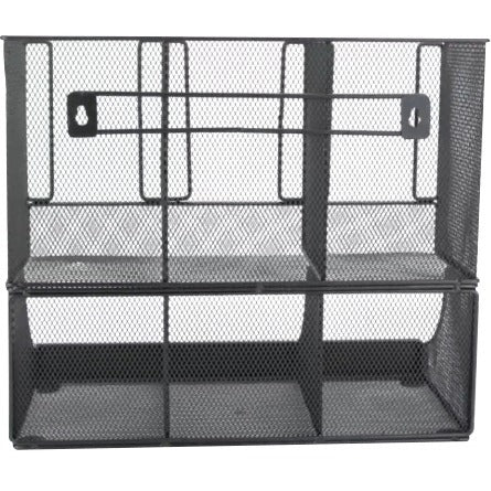6 Compartment(s) - 2 Tier(s) - 11.05" Height x 12.80" Width x 6.30" Length - Counter, Desktop, Tabletop - Durable, Lightweight, Easy to Clean, Food Safe - Black - Metal Mesh - 1 Each