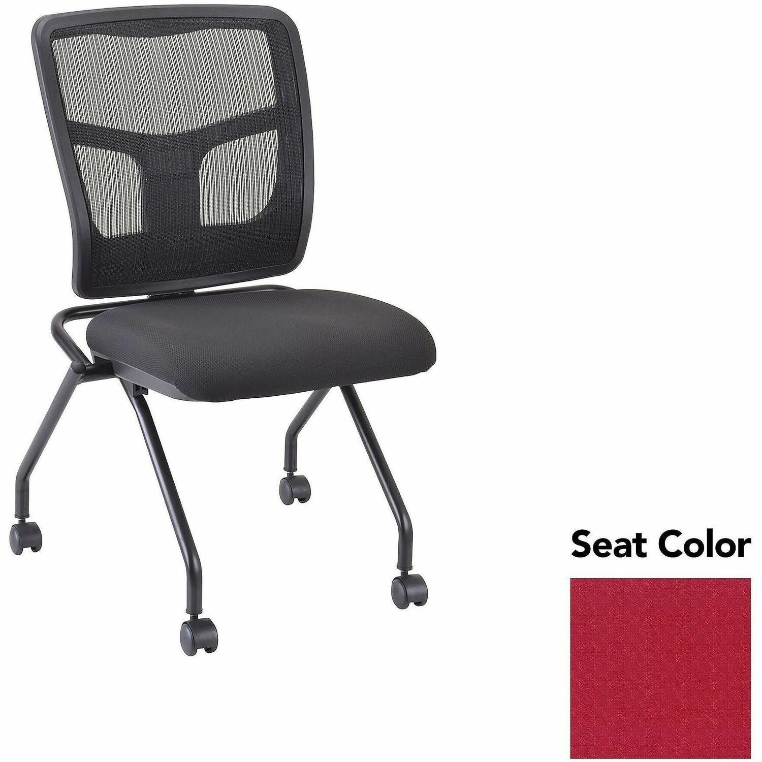 Lorell Training Room Guest Chairs - Real Red Seat Color - Insight Fabric, Polyester Seat Material - Black Back Color - Powder Coated Frame Color - Metal Frame Material - Four-legged Base - 2 / Carton