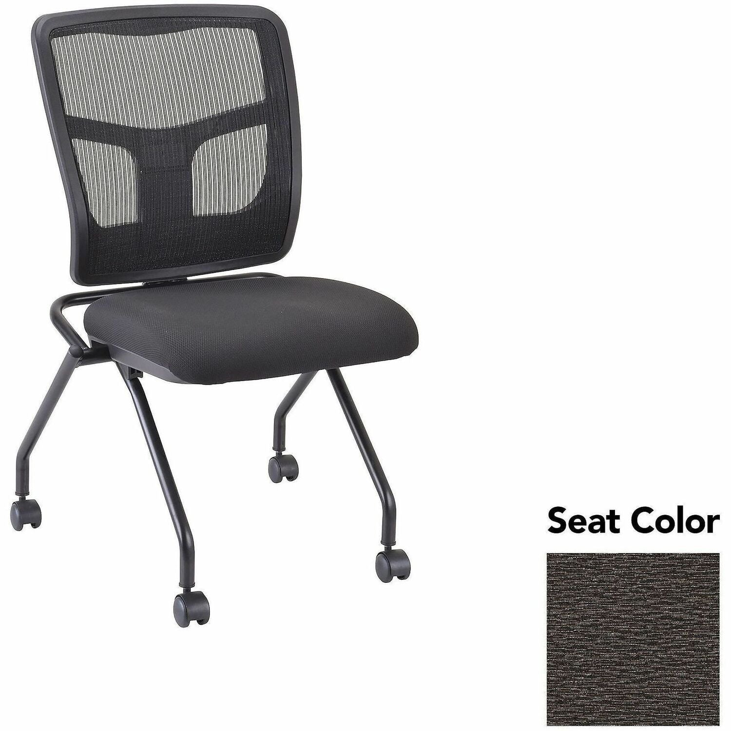Lorell Training Room Guest Chairs - Fuse Pepper Seat Color - Fuse Fabric, Polyester Seat Material - Black Back Color - Powder Coated Frame Color - Metal Frame Material - Four-legged Base - 2 / Carton