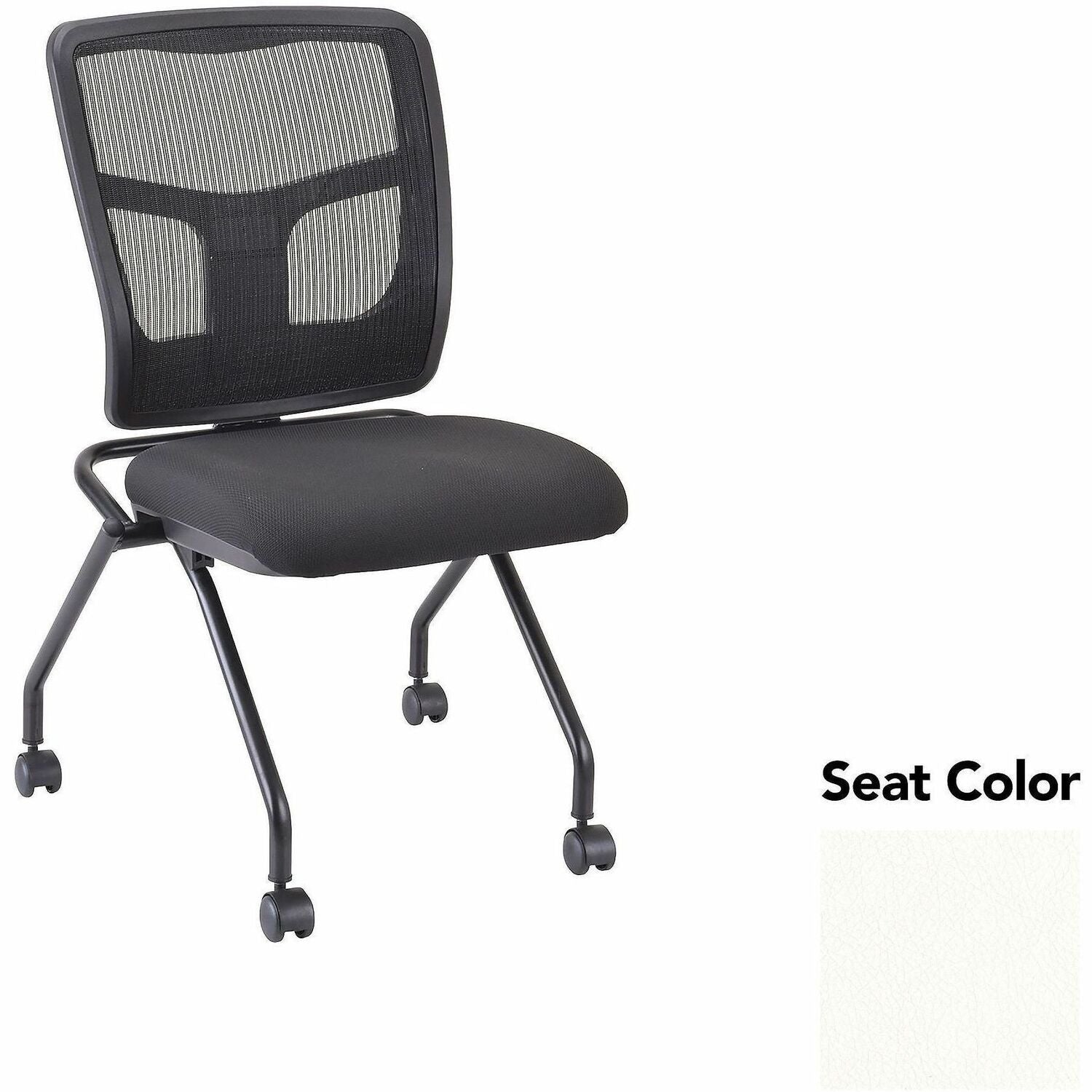 Lorell Training Room Guest Chairs - Dillon Snow Seat Color - Dillon Vinyl, Polyurethane Seat Material - Polyester, Cotton Back Material - Powder Coated Black Frame Color - Metal Frame Material - Four-legged Base - 2 / Carton