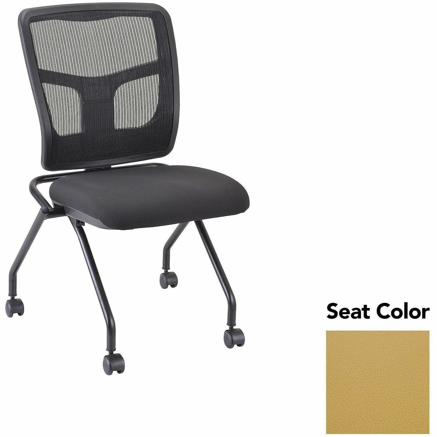 Lorell Training Room Guest Chairs - Canyon Nugget Seat Color - Canyon Vinyl Seat Material - Powder Coated Black Frame Color - Metal Frame Material - Four-legged Base - 2 / Carton