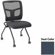 Lorell Training Room Guest Chairs, Shire Chesapeake seat, black mesh acrylic back, metal powder-coated four-legged base, flippable seat, swivel casters, 2 chairs per carton