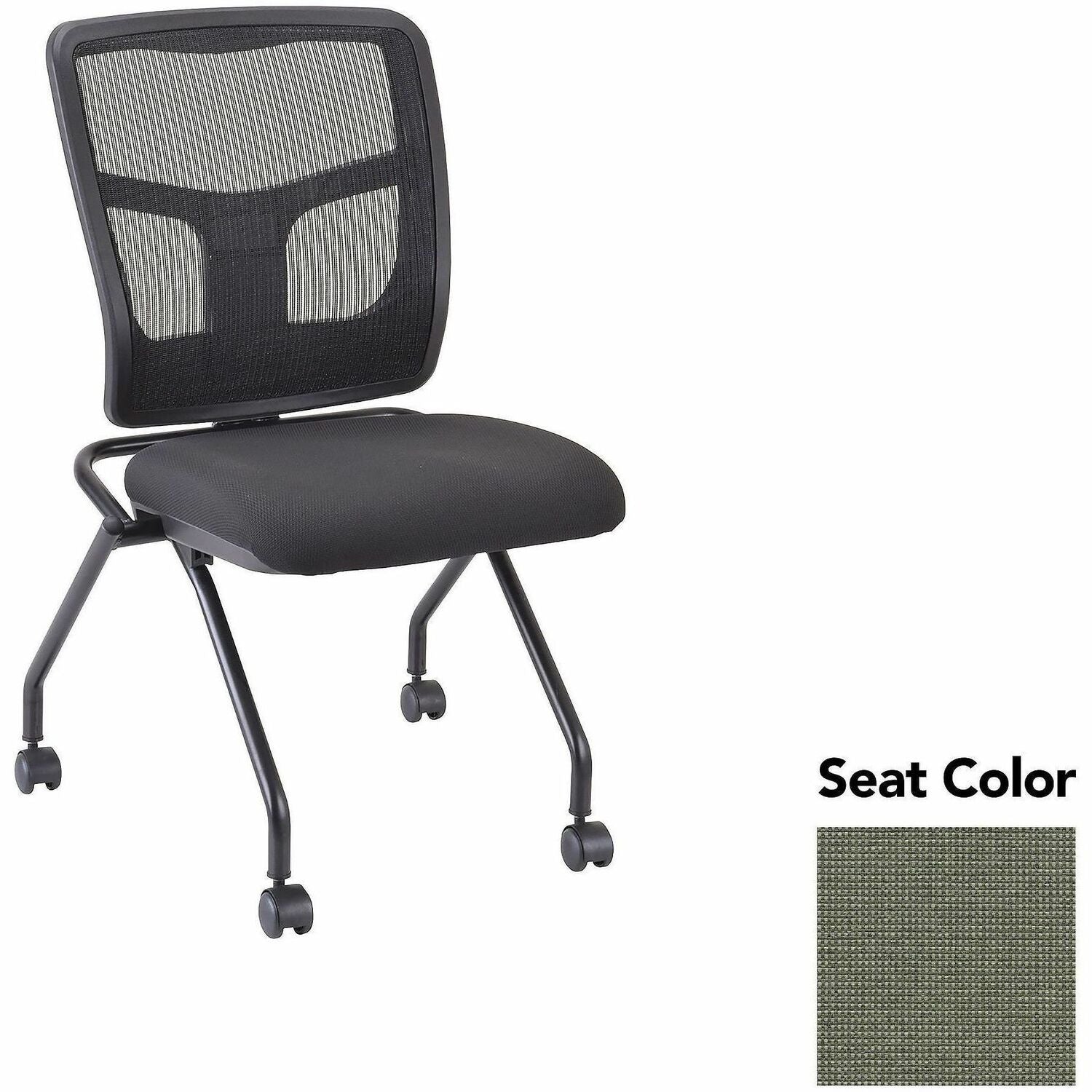 Lorell Training Room Guest Chairs - Shire Sage Seat Color - Shire Fabric, Polyester Seat Material - Black Back Color - Acrylic Back Material - Powder Coated Frame Color - Metal Frame Material - Four-legged Base - 2 / Carton